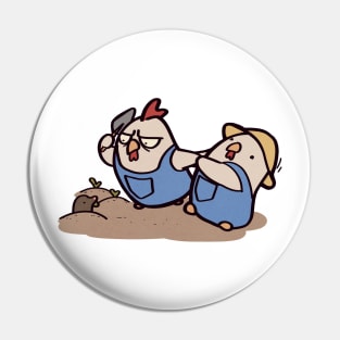 Angry Cartoon Chickens and Garden Pests Pin