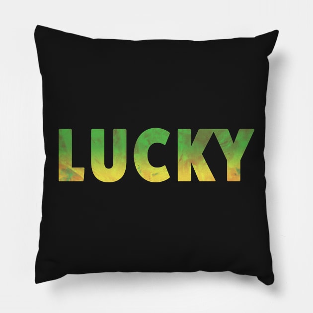 Crystal Lucky Green Yellow Pillow by ArtHouseFlunky