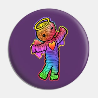 Rainbow yarn angel Pin