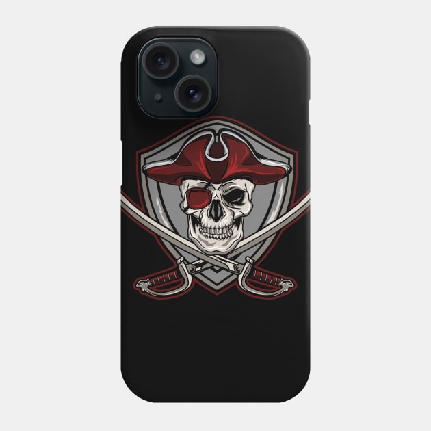 RED JOLLY ROGER SKULL Phone Case by beanbeardy