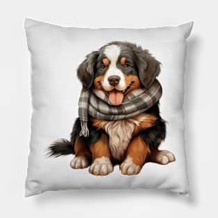 Winter Bernese Mountain Dog Pillow