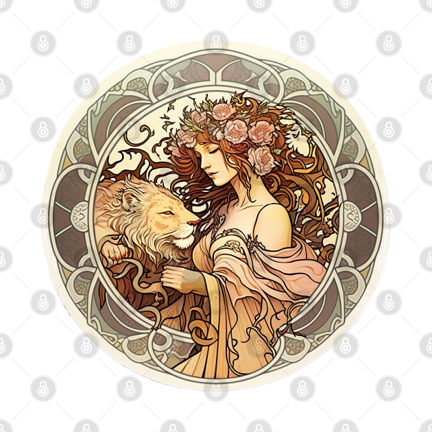 Leo the Lion Zodiac in the style of Alphonse Mucha by YeCurisoityShoppe