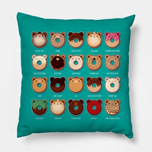 Bear Donut Flavors Pillow