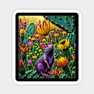 watercolor cactus flower termite rat Magnet