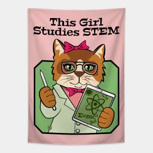 This Girl Studies STEM Cute Cat Tapestry