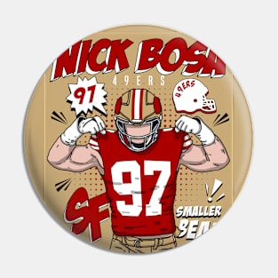 Nick Bosa Comic Style Art Pin