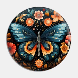 Cottagecore Aesthetic Butterfly Flowers Pin