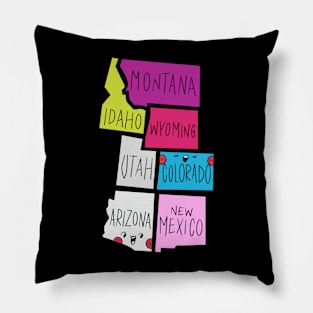 Kawaii American states, Cute American States Pillow