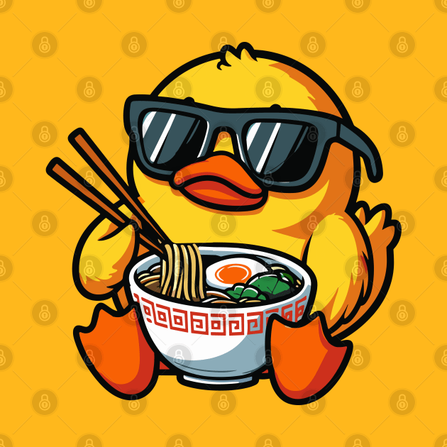 Duck With Sunglasses Eating Ramen by MoDesigns22 