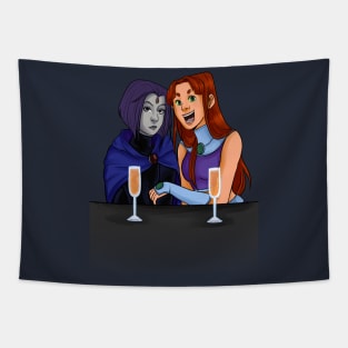 Raven and Starfire At Brunch Tapestry