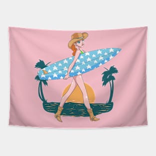 Surfing Barbie Tapestry