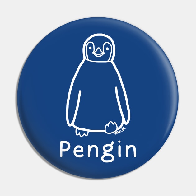 Pengin (Penguin) Japanese design in white Pin by MrK Shirts