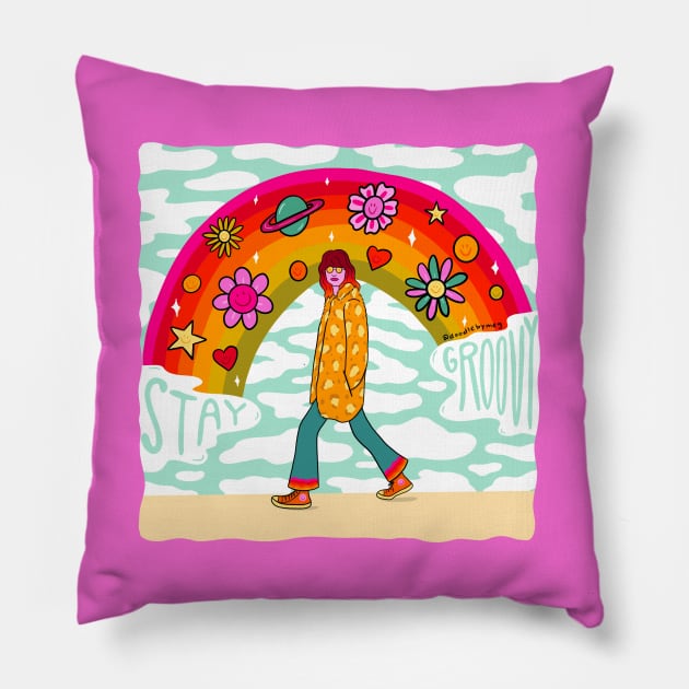 Stay Groovy Pillow by Doodle by Meg