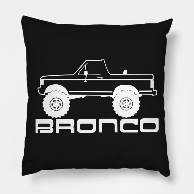 1987-1991 Bronco Side Topless White Print Pillow by The OBS Apparel