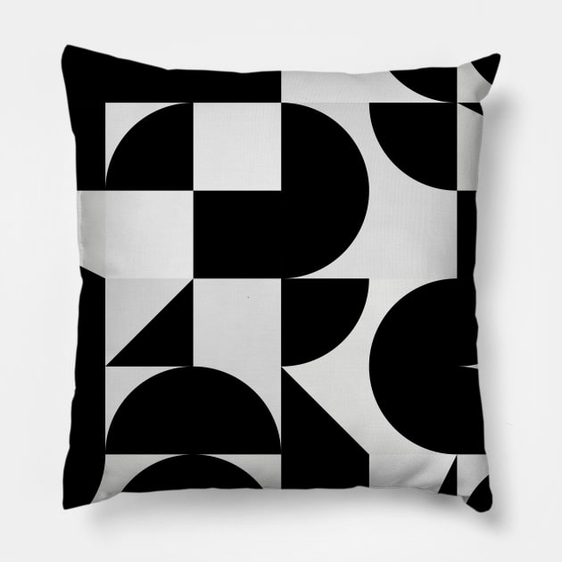 Modern Geometry / Minimal, Black, White, Grey Pillow by matise