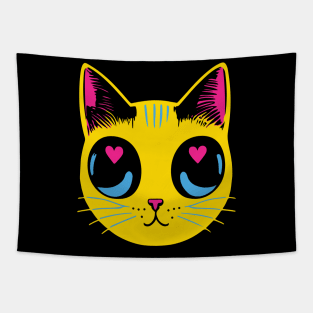 Pansexual Pride Cat - Heart Eyes T-Shirt Tapestry