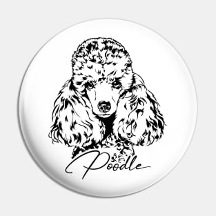 Funny Cute Poodle dog mom portrait Pin
