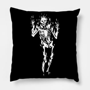 The Flaming Skeleton (white) Pillow