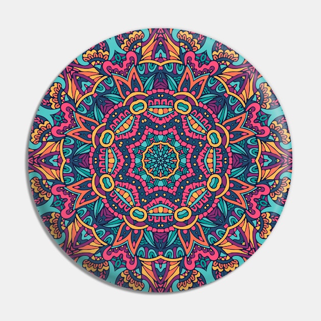 Colorful Oriental Rug Mandala Boho Pattern Pin by jodotodesign