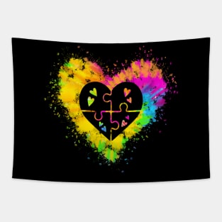 Tie Dye Love Heart Autism Tapestry