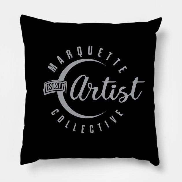 Marquette Artist Collective grey logo Pillow by Marquette Artist Collective