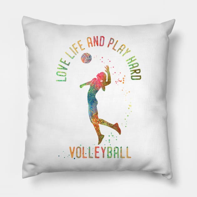 Volleyball girl Pillow by RosaliArt