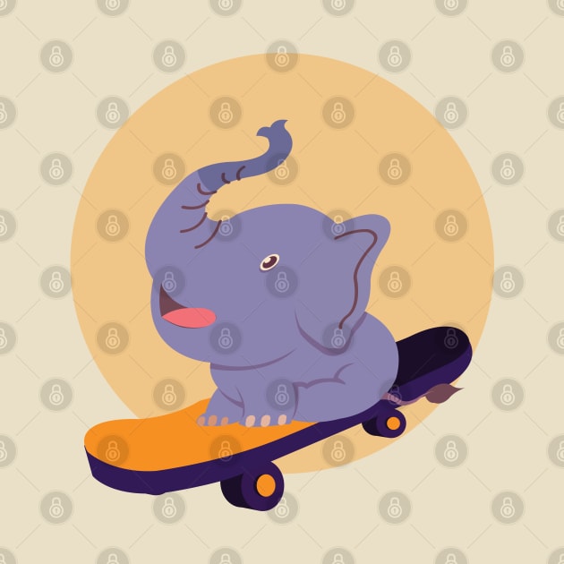 Blue baby elephant skateboarding by 4wardlabel