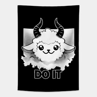 Monochromatic Funny Evil Lamb Quote Do It Tapestry