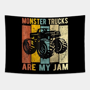 Monster Trucks Are My Jam Vintage Retro Monster Truck Tapestry