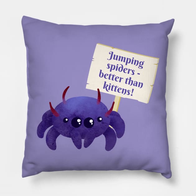 Funny Cute Jumping Spider Dad or Mum Fan Kawaii Pet Sign Pillow by Witchy Ways