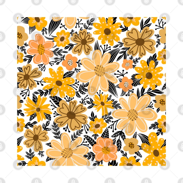 Yellow and black amazing Boho floral by FrancesPoff