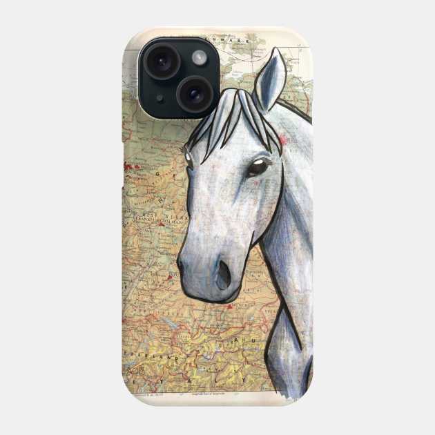 Trakehner Horse on Vintage Map Phone Case by lizstaley