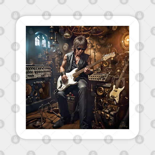 Jeff Beck Steampunk Magnet by IconsPopArt