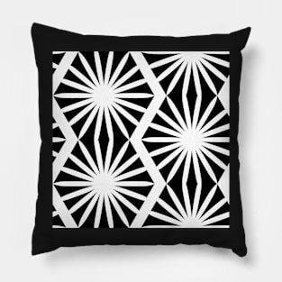 black and white starburst zigzag Pillow