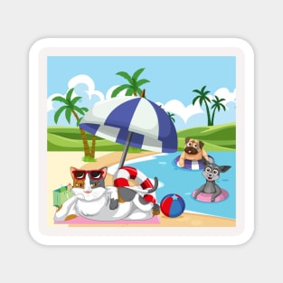 Party Pet Beach Swiming Magnet