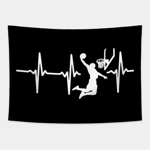 Basketball Heartbeat Gift T-shirt For Men Women Kids Tapestry by darius2019