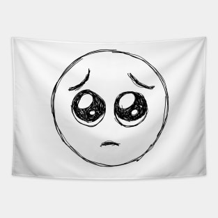 Dark and Gritty Pleading Face Emoji with BIG CUTE EYES Tapestry