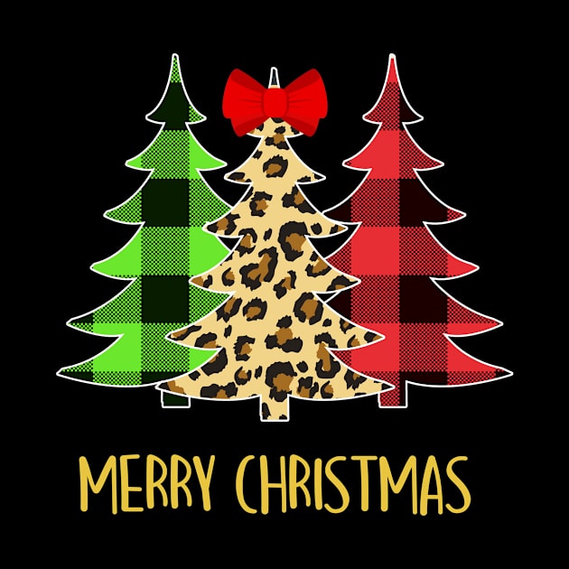 Merry Christmas Tree Leopard Buffalo plaid by WinDorra