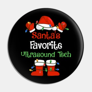 Santa's Favorite Ultrasound Tech Funny Christmas Pajamas Pin