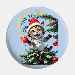 Messy Cat Christmas Pin