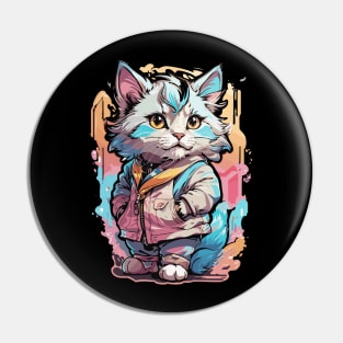 Cute Adorable Chibi Cat Design Pin