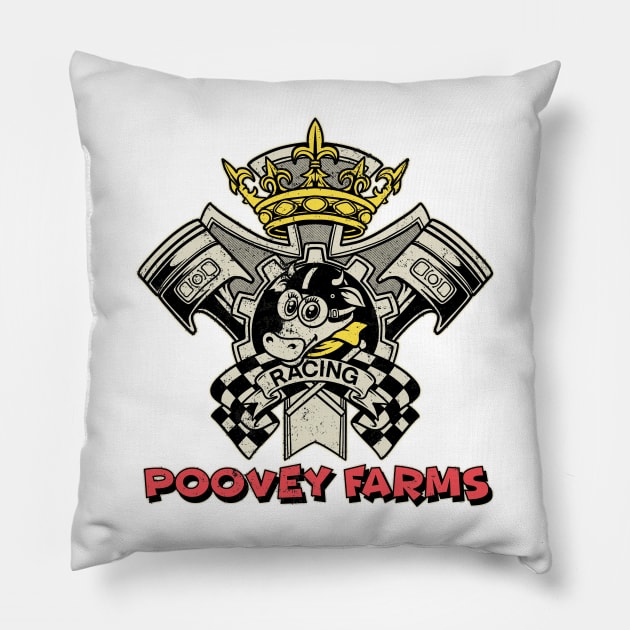 Poovey Farms Racing Vintage Pillow by asterami