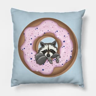 Cute raccoon and Yummy donut (2) Pillow