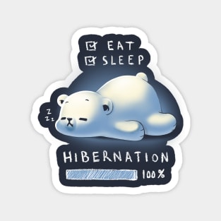 Cute Bear Hibernation - Fluffy Polar Bear - Eat and Sleep Magnet