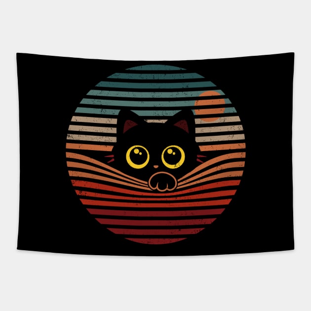 Retro Cat - Cute vintage kitty Tapestry by eriondesigns