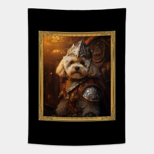 Valiant Apricot Bichon Frisé - Medieval Conquistador  (Framed) Tapestry