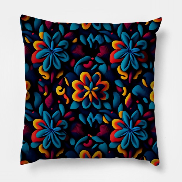 Colourful Flower Pattern Pillow by likbatonboot