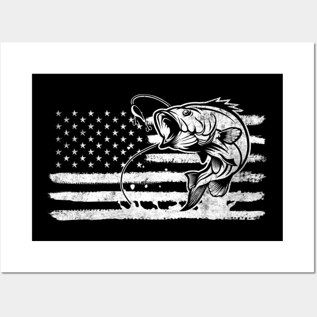 Bass Fishing Tapestry, Large 80x60inches Soft Flannel, Hippie American Flag