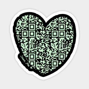 Pastel Green Rick Astley Rickroll QR Code Heart Art Magnet