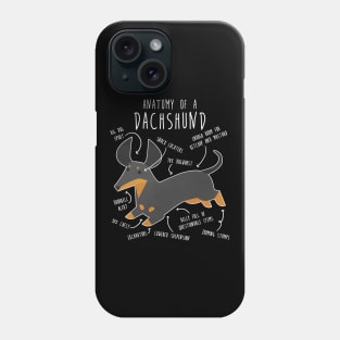 Black and Tan Dachshund Dog Anatomy Phone Case